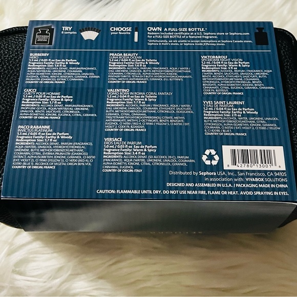 SEPHORA FAVORITES Mens Cologne Sampler Set + Shaving Bag 8 Scents No Certificate - Picture 3 of 4